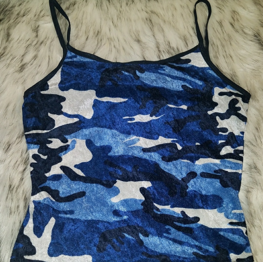 Velvet camo tank top